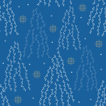 seamless christmas season with pine tree and dot glitter pattern backgroundのイラスト素材