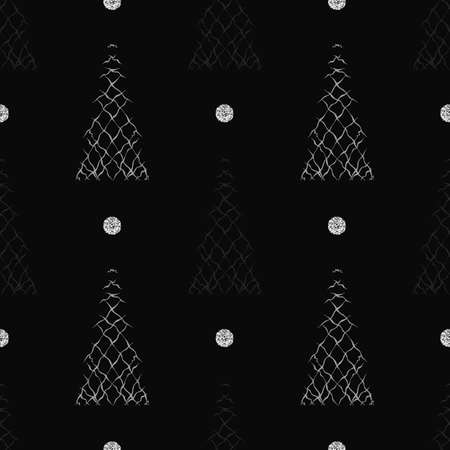 seamless christmas season with abstract pine trees with glitter element pattern on black stripe backgroundのイラスト素材