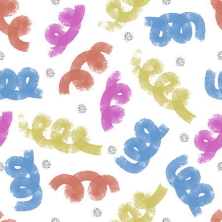 seamless abstract colorful watercolor pattern background from glitter and curl lineのイラスト素材