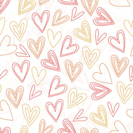 seamless valentine day pattern background with doodle multicolour heart shape