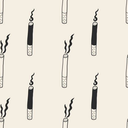 Monochrome hand draw cigarettes pattern background for World No Tobacco Dayのイラスト素材