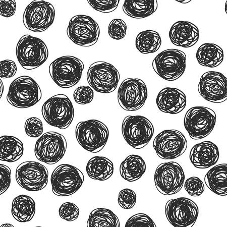 Seamless monochrome pattern background with doodle multicolor hand hand drawのイラスト素材