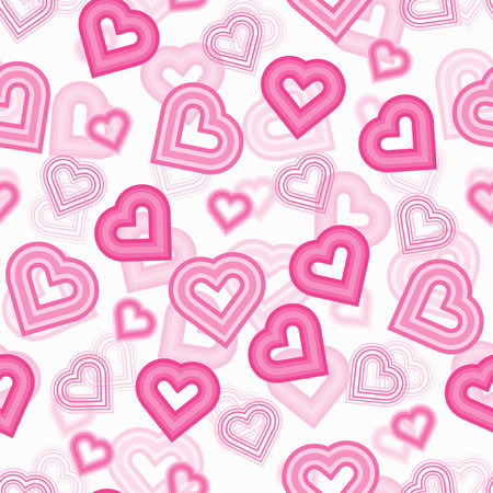 seamless doodle pink heart shape stamp pattern background , kids pattern