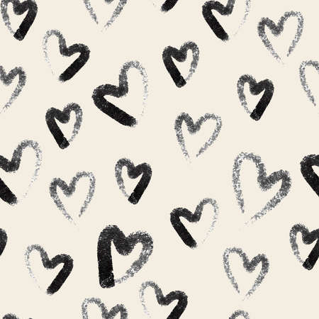 seamless valentine pattern  background with monohrome heart  , hand draw patternの写真素材