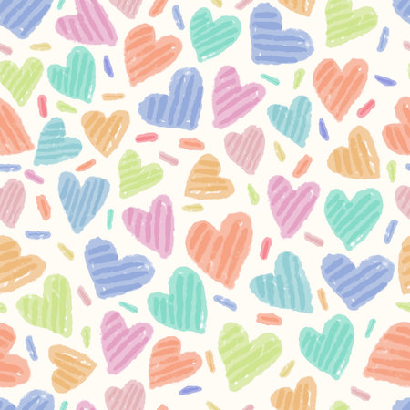 seamless  doodle valentine day pattern background with hand draw heart , valentine cardのイラスト素材