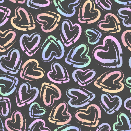 seamless valentine day pattern on grey background with colourful heart shape , valentine cardの写真素材