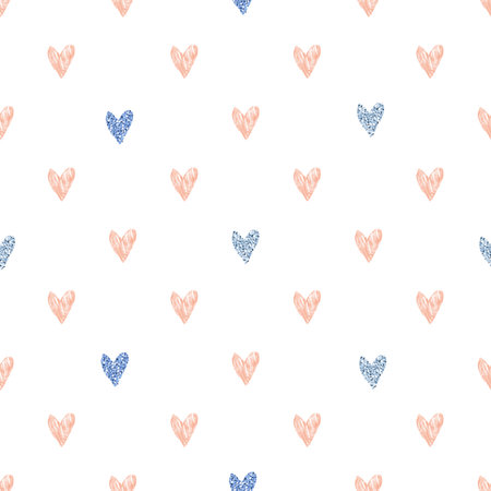 seamless valentine day pattern background with glitter and paint heart , valentine cardのイラスト素材