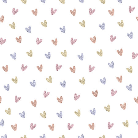 seamless valentine day pattern background with simple glitter pastel heart , valentine card