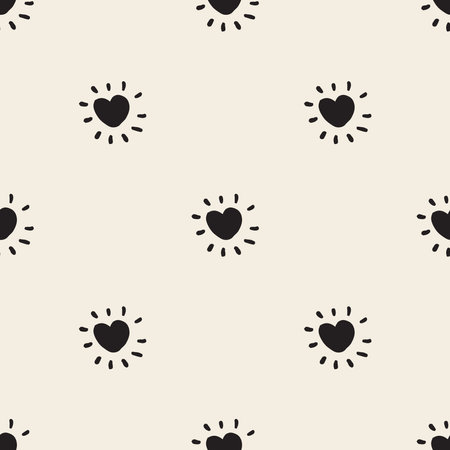 seamless valentine day pattern background with monochrome heart like a sunny , valentine cardのイラスト素材