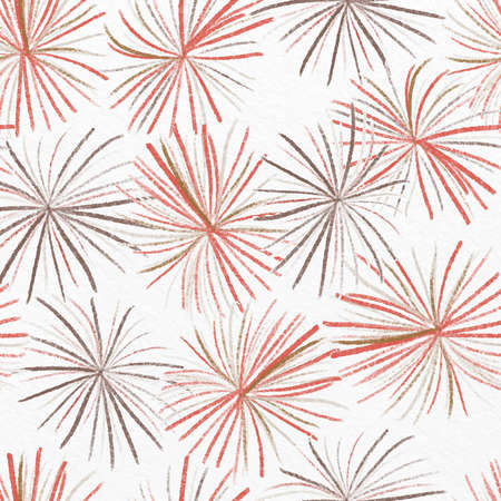 seamless hand drawn flower like a firework pattern background, greeting card or fabricの写真素材