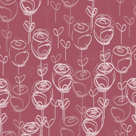 seamless abstract pattern background with pink roses , greeting card or fabricのイラスト素材