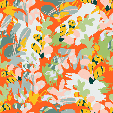 seamless mixed multicolour leaves pattern background , greeting card or fabric