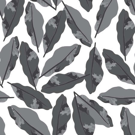 seamless abstract monochrome leafs stamp pattern background , greeting card or fabricのイラスト素材