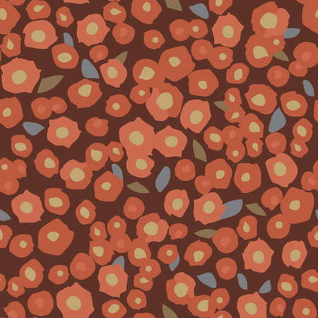 seamless abstract red wild flowers pattern background , greeting card or fabricのイラスト素材
