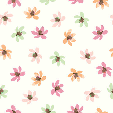 seamless cute hand drawn little wild flowers background , greeting card or fabricの写真素材