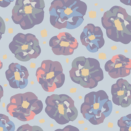 seamless pastel pattern background with doodle abstract flowers , greeting card or fabricの写真素材