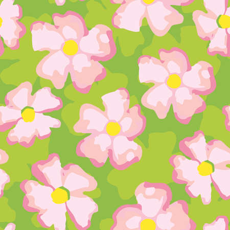 seamless plants pattern background with doodle fresh flowers , greeting card or fabricのイラスト素材