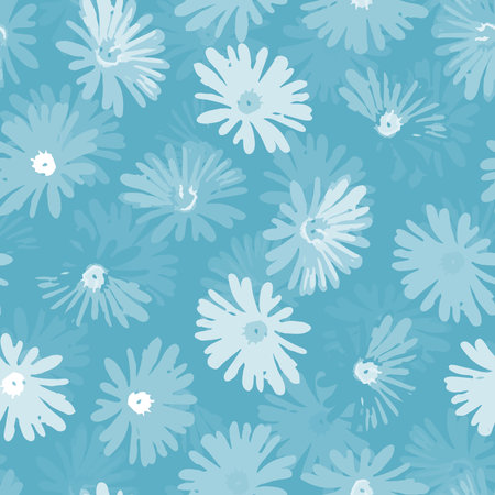 seamless plants pattern on blue background with summer flower , greeting card or fabricのイラスト素材