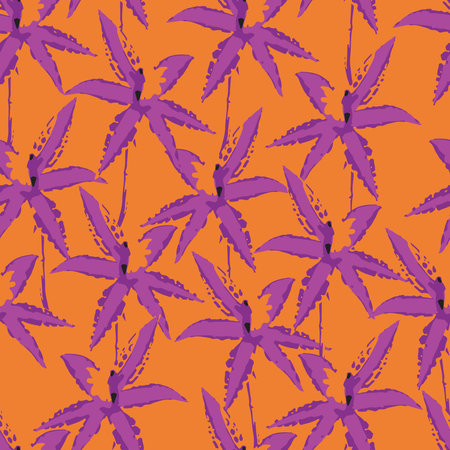 seamless plants pattern background with hand drawn flowers like a star , greeting card or fabricのイラスト素材