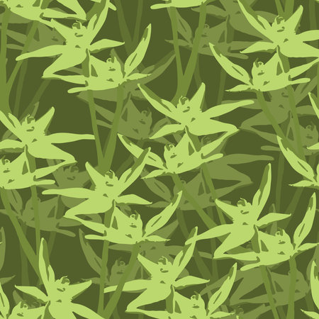 seamless plants pattern background with green trees , greeting card or fabricのイラスト素材