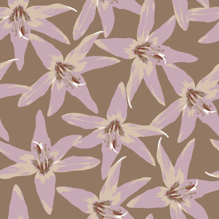 seamless doodle flower pattern drawn by hand on a sand backgroundのイラスト素材