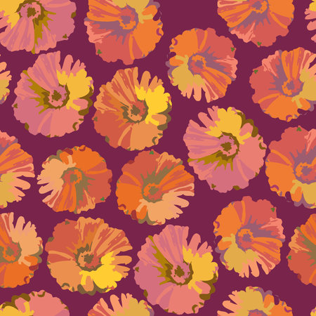 seamless doodle flowers pattern background , greeting card or fabricのイラスト素材