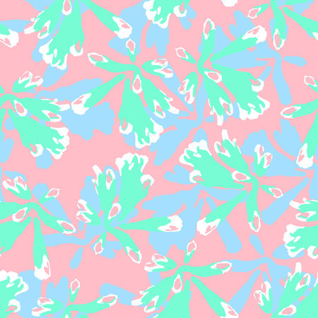 seamless doodle multicolour abstract hand drawn flower pattern backgroundのイラスト素材