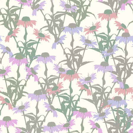 seamless abstact mixed pastel wildflowers pattern background for fashion fabricのイラスト素材