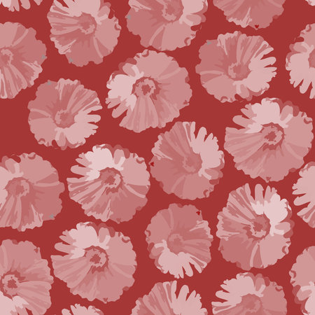 seamless doodle red flowers pattern background , greeting card or fabricのイラスト素材