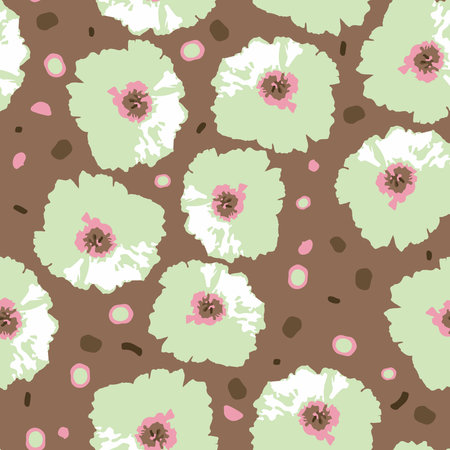 green seamless doodle pattern background drawn by hand drawのイラスト素材
