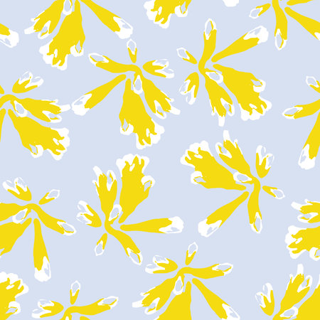 seamless mixed yellow abstract hand drawn flower pattern backgroundのイラスト素材