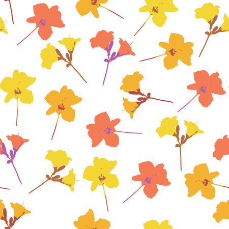 seamless mixed little flowers pattern on white background for fashion fabricのイラスト素材
