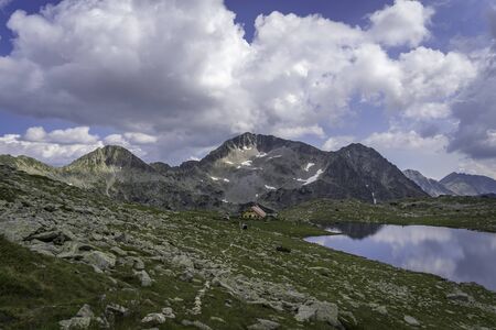 Tevno lake and peak Kamenitsa , Pirin mountains, Bulgariaの写真素材