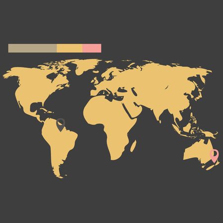yellow world map vector with black backgroundのイラスト素材