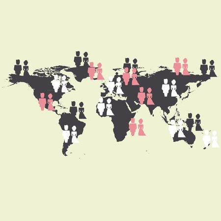Creative world map with poeple targeted vectorのイラスト素材