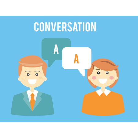 conversation in two person man and woman vectorのイラスト素材