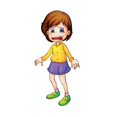 cry small girl color vectorのイラスト素材