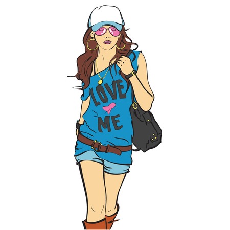 stylish girl love me vectorのイラスト素材