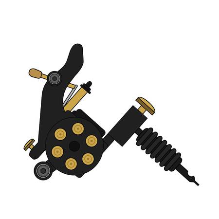 tattoo machines color vector white backgroundのイラスト素材