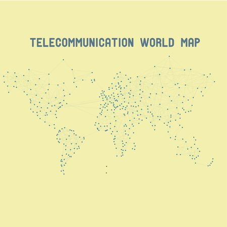 telecommunication world map vectorのイラスト素材