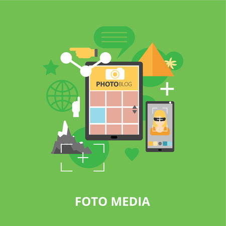 photo media, image sharing commenting vectorのイラスト素材