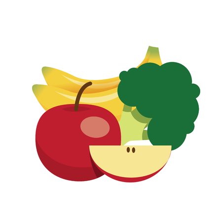 fruits vector with white background, apple and bananaのイラスト素材