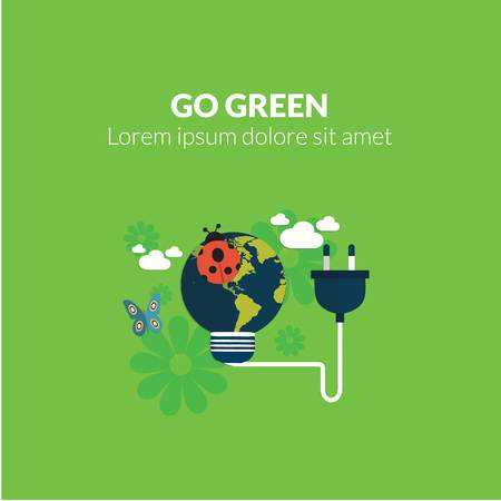 go green colorful vector with world mapのイラスト素材
