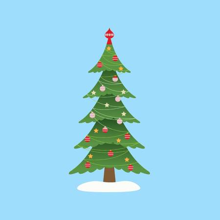 Merry christmas tree color vectorのイラスト素材