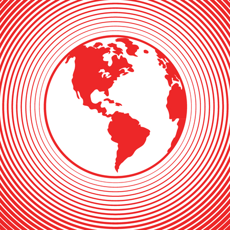 red world map circle vector with circle backgroundのイラスト素材