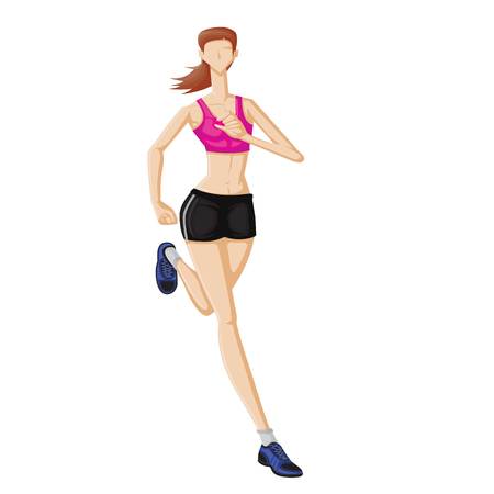 A  running girl color vector white backgroundのイラスト素材