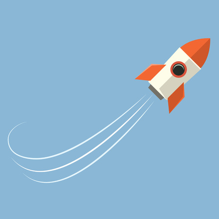 Flat vector icon of rocket on a blueのイラスト素材