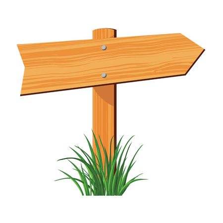 wooden sign, isolated on white background, vector illustrationのイラスト素材