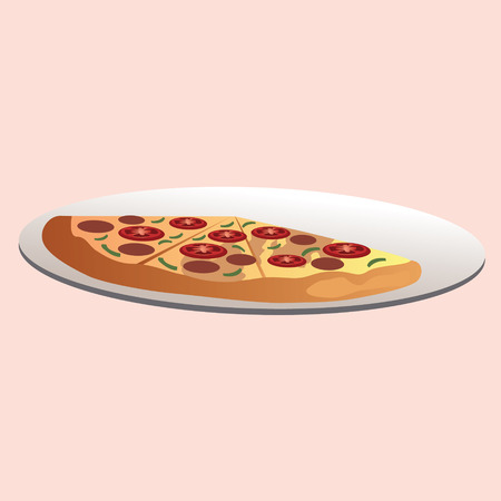 A slice of pizza on a plate vector illustrationのイラスト素材