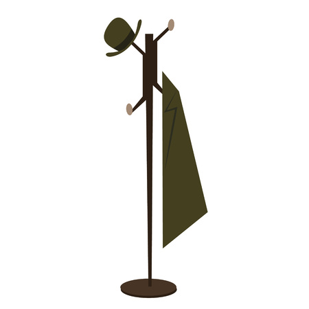 Coat rack and hanger black silhouette vector illustration. Clothes hanger, floor hangerのイラスト素材
